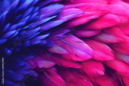 Delicate Textures of a Macaw's Purple Feathers. Generative AI