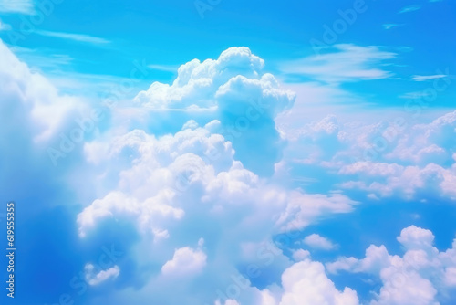 Heavenly Blue Clouds. Generative AI