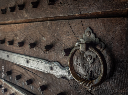 vintage and old  door knocker of door.