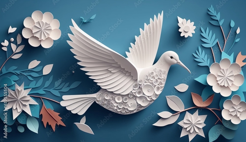 Fototapeta premium Paper cut style, Paper art of International Peace Day.Generative AI.