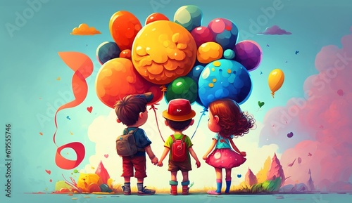 Childrens day illustration colorfull ai.Generative AI.