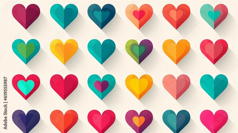 Illustration of Heart Color Set Icons. Generative AI
