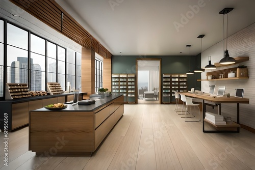 most beautiful interior design of kitchen and medical store Generative Ai