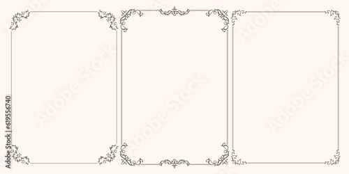 Set of vector frames with swirls and leaves photo
