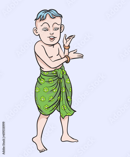 Thai traditional dance, Thai children, Thai cartoons. pop art retro hand drawn style vector design illustration.