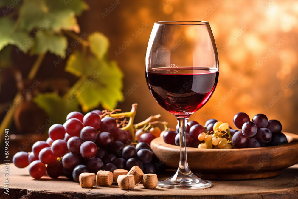 white beverage winery grape alcohol bottle background drink wine glass food. Generative AI.