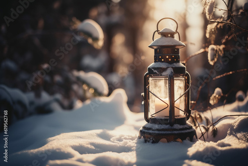 Christmas lantern in the snow © erika8213