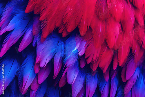 A Symphony of Purple: A Macro Study of Macaw Feathers. Generative AI © AIproduction