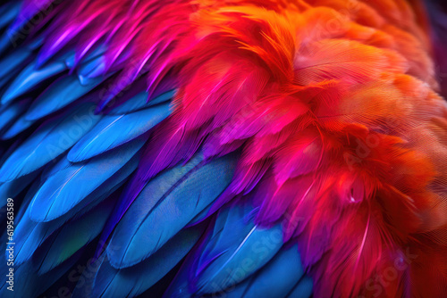 Capturing the Allure of Macaw Feathers Up Close. Generative AI © AIproduction