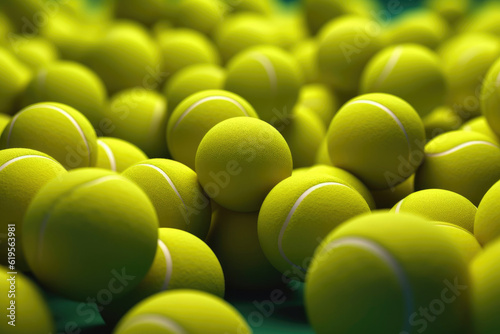 Green Tennis Ball Pattern. Athletic Background. Generative AI © AIproduction