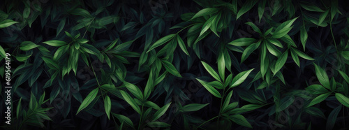 Fresh Green Bamboo Leaves Pattern. Generative AI