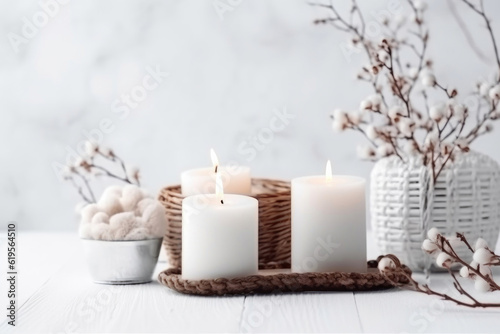 Candlelit Coziness for Winter Decor. Generative AI