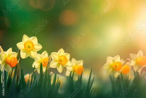 Vibrant Daffodils in Full Bloom. Generative AI