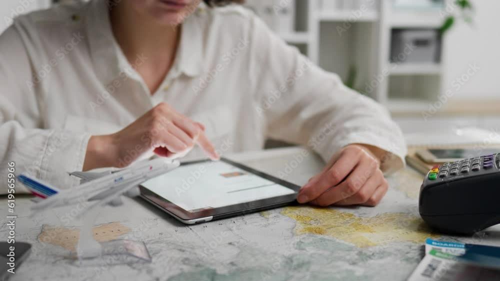 Operator, Manager Consultant Works on an electronic tablet. Tablet screen, In the office of the company An employee of the airline Conducts customer consultations To provide services, the airline
Operator, Manager Consultant Works on an electronic tablet. Tablet screen, In the office of the company An employee of the airline Conducts customer consultations To provide services, the airline