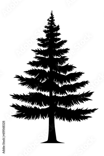 Conifer tree silhouette isolated on white background. vector illustration