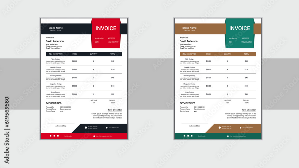 Modern invoice design template Modern invoice design template