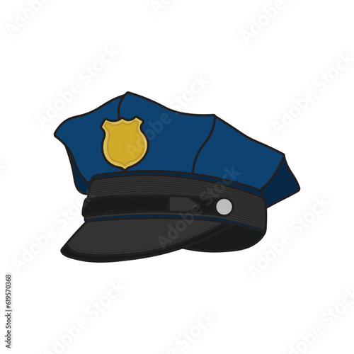 kids drawing Vector illustration Policeman hat. Law officer cap flat cartoon isolated