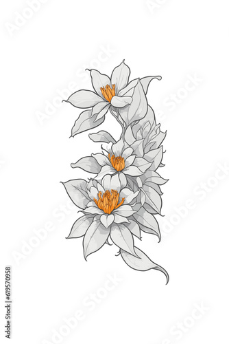  The leaves and flowers vector isolated. Hand drawn floral bunch, Pencil drawing floral, Freehand sketching illustration.  © SOHAN-Creation