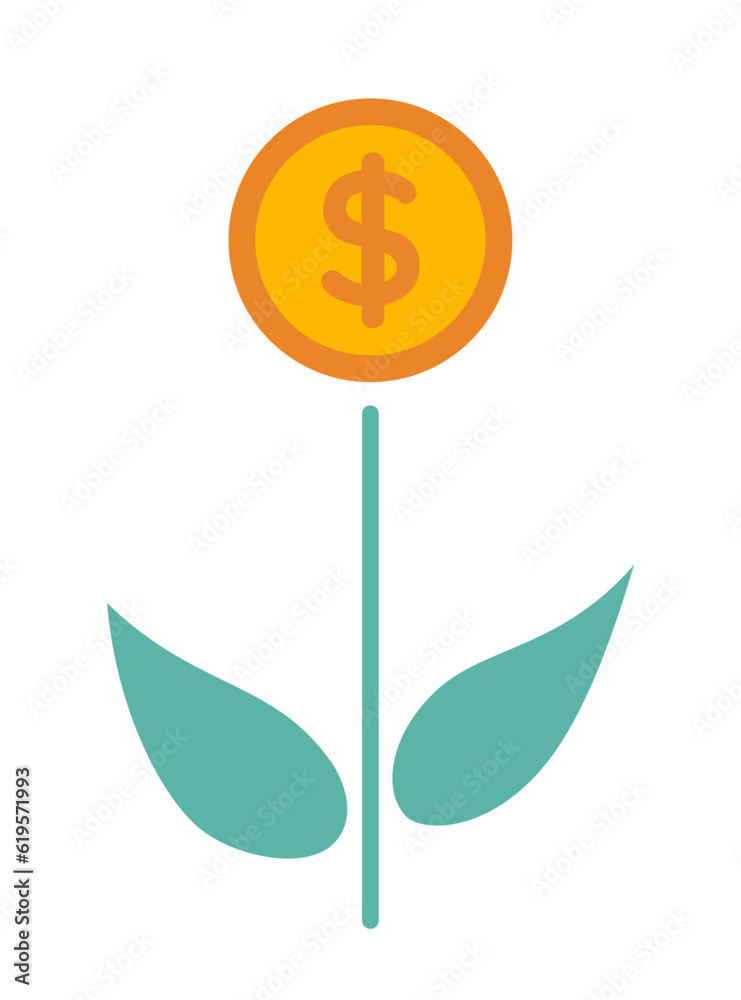 Money flower semi flat colour vector object. Editable cartoon clip art icon on white background. Investment growth. Simple spot illustration for web graphic design. Money flower semi flat colour vector object. Editable cartoon clip art icon on white background. Investment growth. Simple spot illustration for web graphic design.