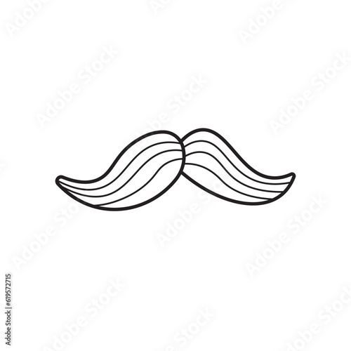 Hand drawn kids drawing Vector illustration brown Mustache flat cartoon isolated