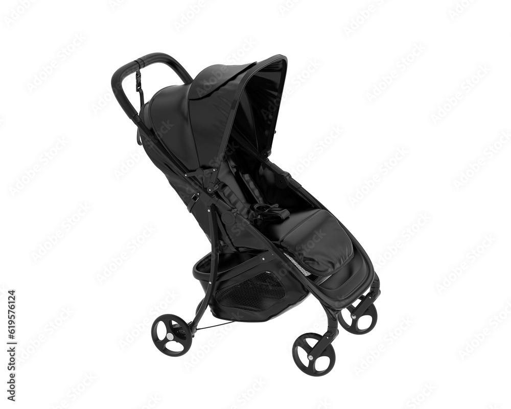 Stroller isolated on transparent background. 3d rendering - illustration Stroller isolated on transparent background. 3d rendering - illustration