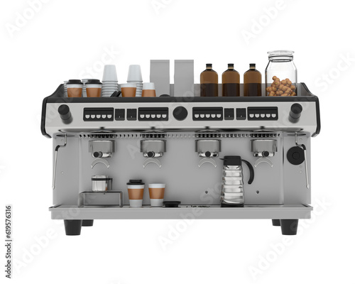 Coffee machine isolated on transparent background. 3d rendering - illustration