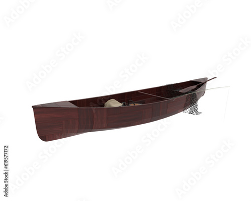 Fishing boat  isolated on transparent background. 3d rendering - illustration