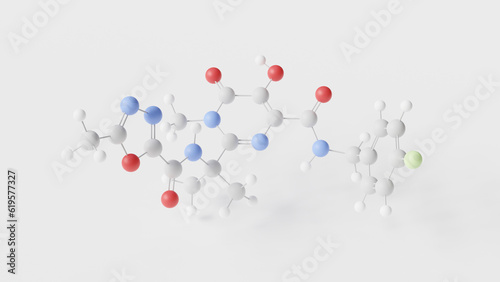 raltegravir molecule 3d, molecular structure, ball and stick model, structural chemical formula hiv integrase inhibitors