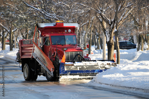 Принти на полотні A City Truck Plowing Snow After A Wisconsin Snowstorm