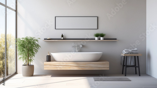 Stylish white sink in modern bathroom interior