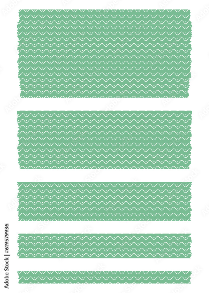 Obraz premium Set of ribbons with pattern. Pieces of decorative tape for scrapbooks. Washi tapes collection in vector. Ripped paper