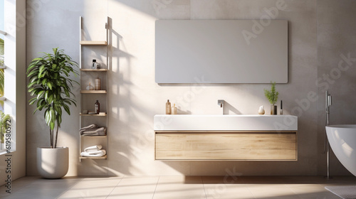 Foto Stylish white sink in modern bathroom interior