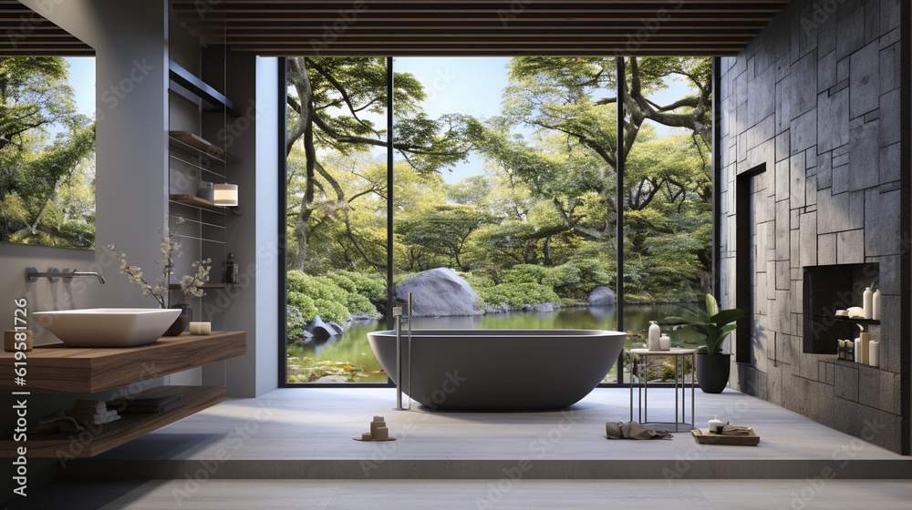 Modern contemporary bathroom 3d rendering image Modern contemporary bathroom 3d rendering image