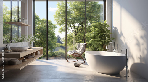 Modern contemporary bathroom 3d rendering image