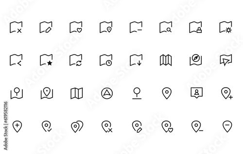 Map, location and navigation vector illustration icon set.