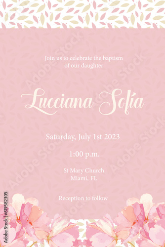 Flower invite baptism 
