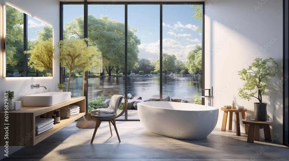 Obraz premium Modern contemporary bathroom 3d rendering image
