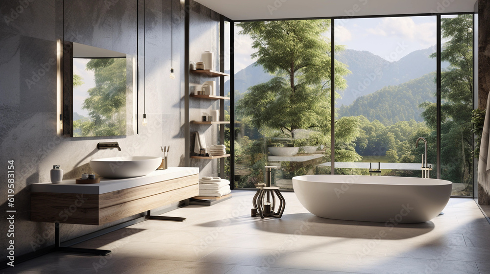 Modern contemporary bathroom 3d rendering image Modern contemporary bathroom 3d rendering image