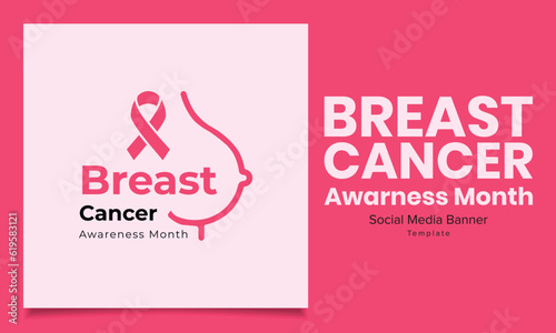 Vector breast cancer awareness month social media design
