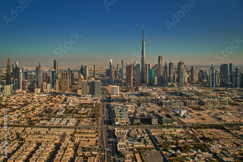 Dubai skyscrapers in the business district.