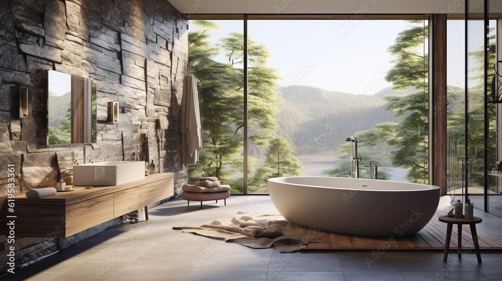 Modern contemporary bathroom 3d rendering image Modern contemporary bathroom 3d rendering image