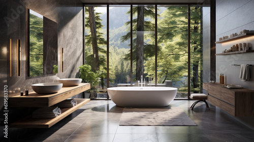 Modern contemporary bathroom 3d rendering image © Milan