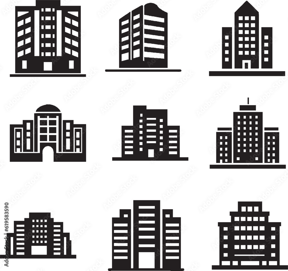 building icon set group
