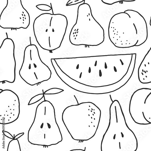 Simple doodle style fruits seamless pattern