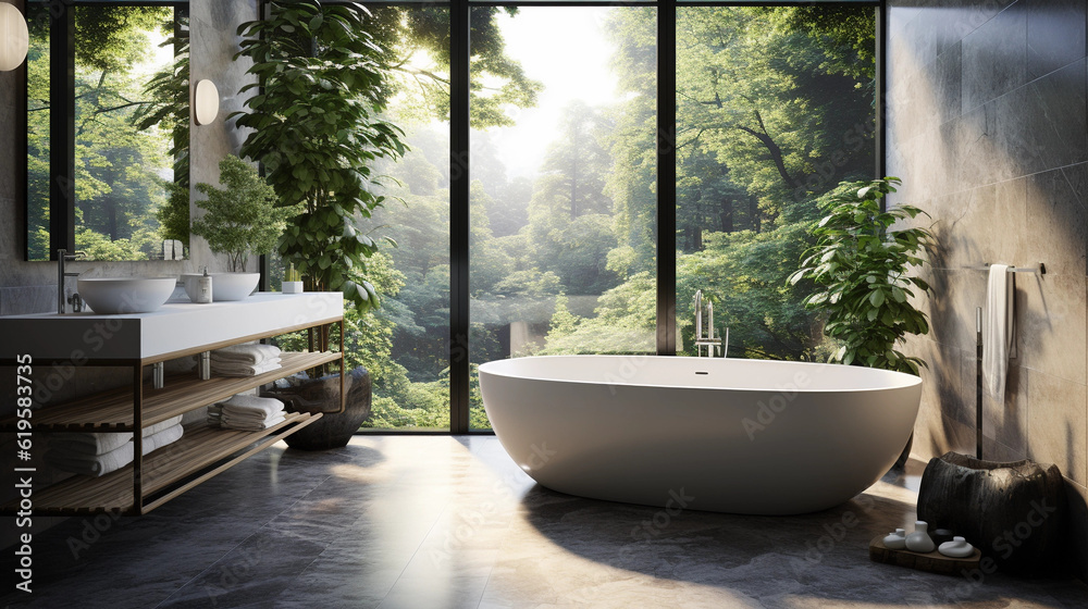 Modern contemporary bathroom 3d rendering image Modern contemporary bathroom 3d rendering image