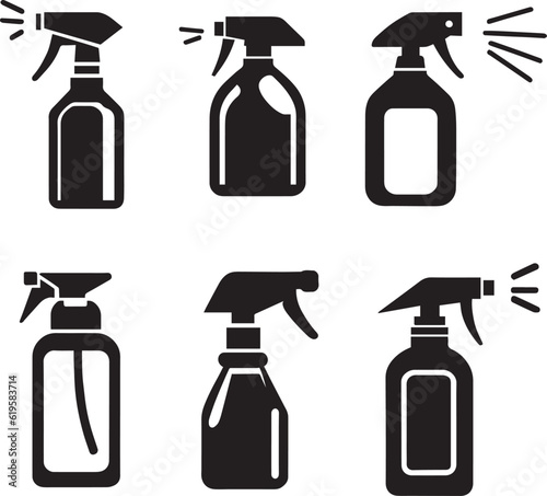 spray bottle icon set group vector illustration
