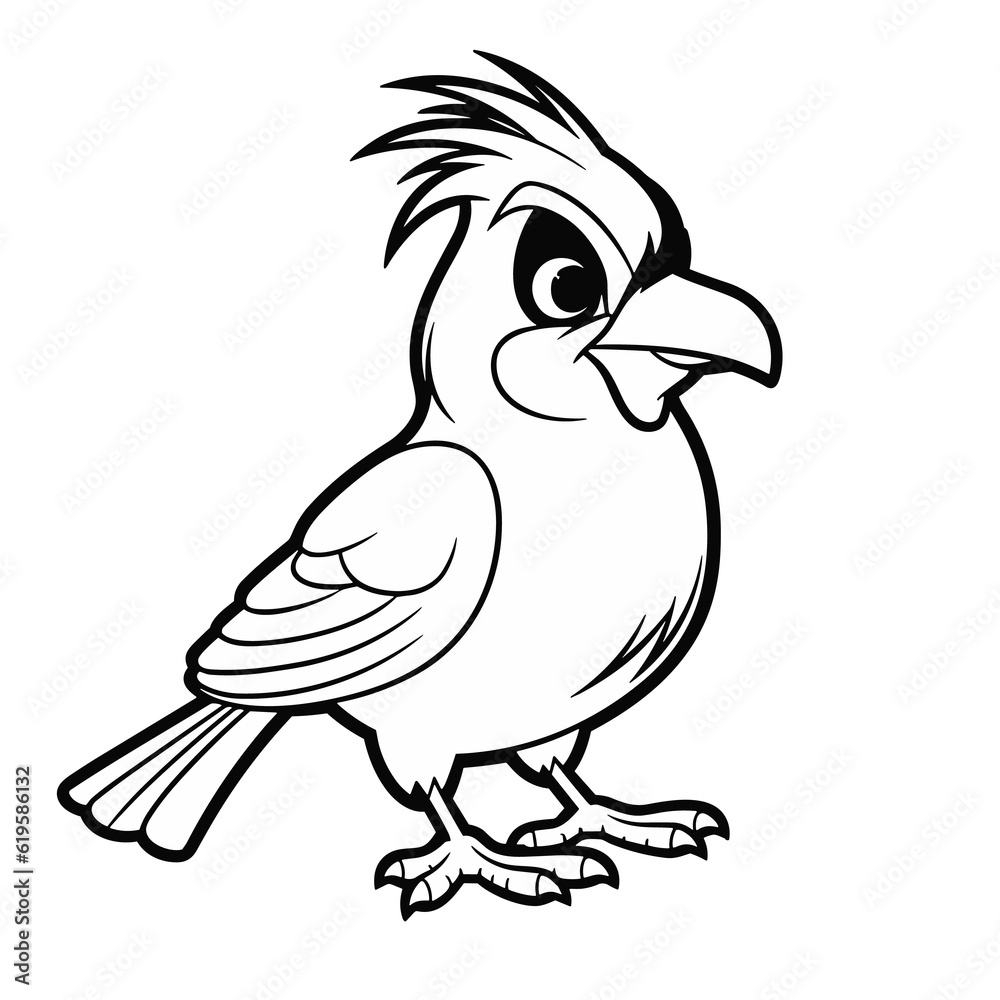 Fototapeta premium Bird, colouring book for kids, PNG illustration 