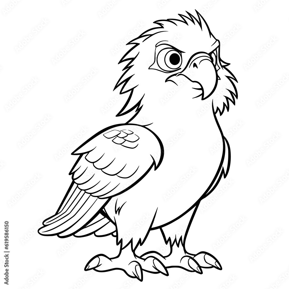 Obraz premium Bird, colouring book for kids, PNG illustration 