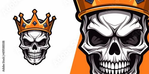 Skull King with Crown: Sports and E-Sports Logo Mascot for Winning Gaming Teams