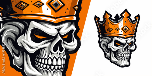 Skull King with Crown: Dynamic Logo Mascot for Competitive Sport and E-Sport Gaming Teams